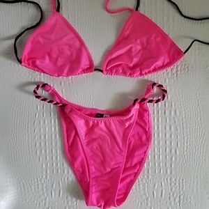 Bright pink and black Bikini M can fit S